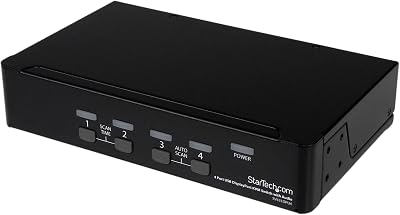StarTech 4 Port DisplayPort KVM Switch w/ Audio USB Keyboard Video Mouse