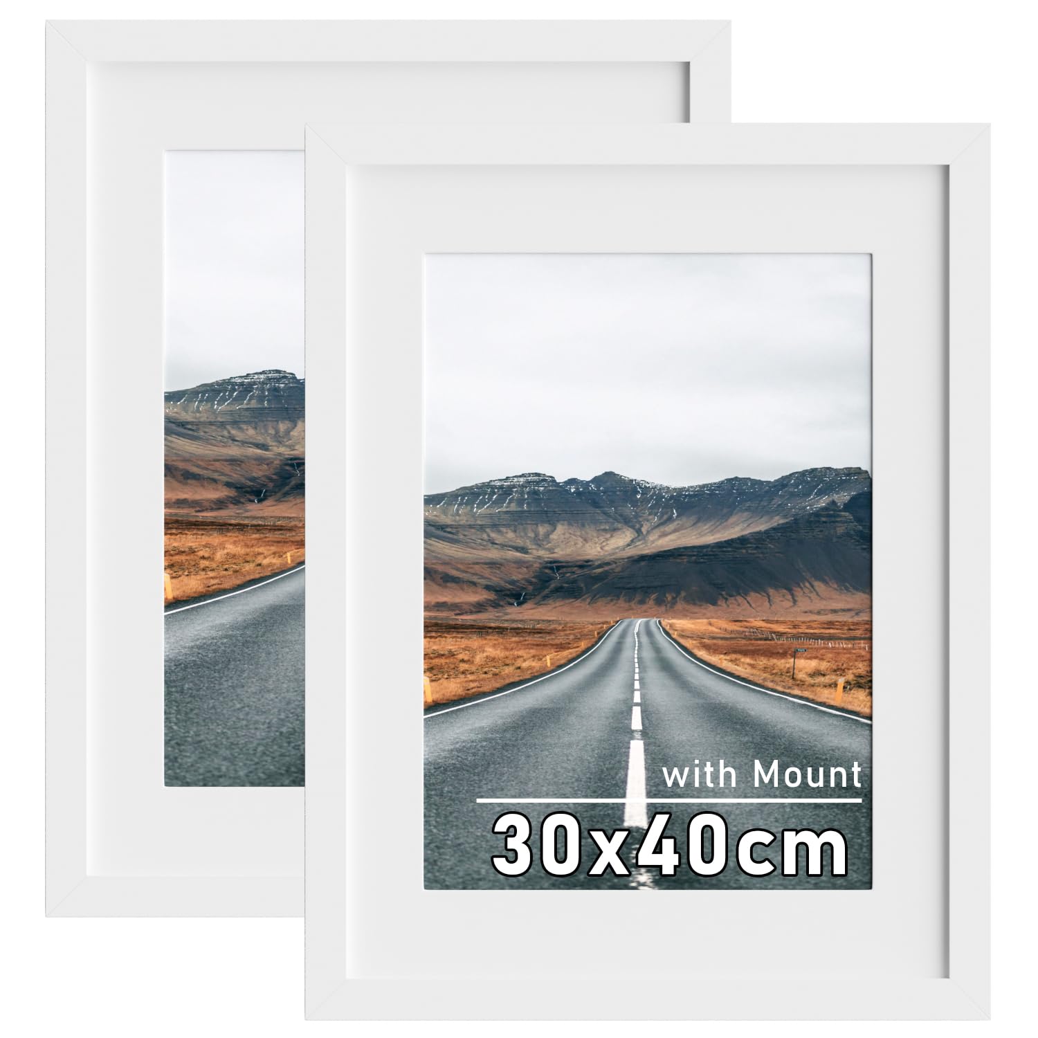 Zueyunstoo 30x40cm Picture Frames, 2 Pack 16x12 Photo Frames with Mount, White 40x30cm Poster Frame, Wall Mounted
