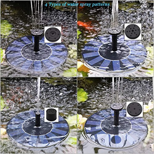 Gocheer Upgraded 1.5W Solar Fountain Water Pump with Battery Backup, Free Standing, Submersible for Bird Bath,Garden, Back Yard and Small Pond