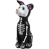 TOYANDONA Day of The Dead Dog and Cat Figurine, Halloween Statue Sugar Skulls Animal Statue Resin Crafts Skeleton Sculpture for Halloween Home Desk Decorations (Day of The Dead Dog)