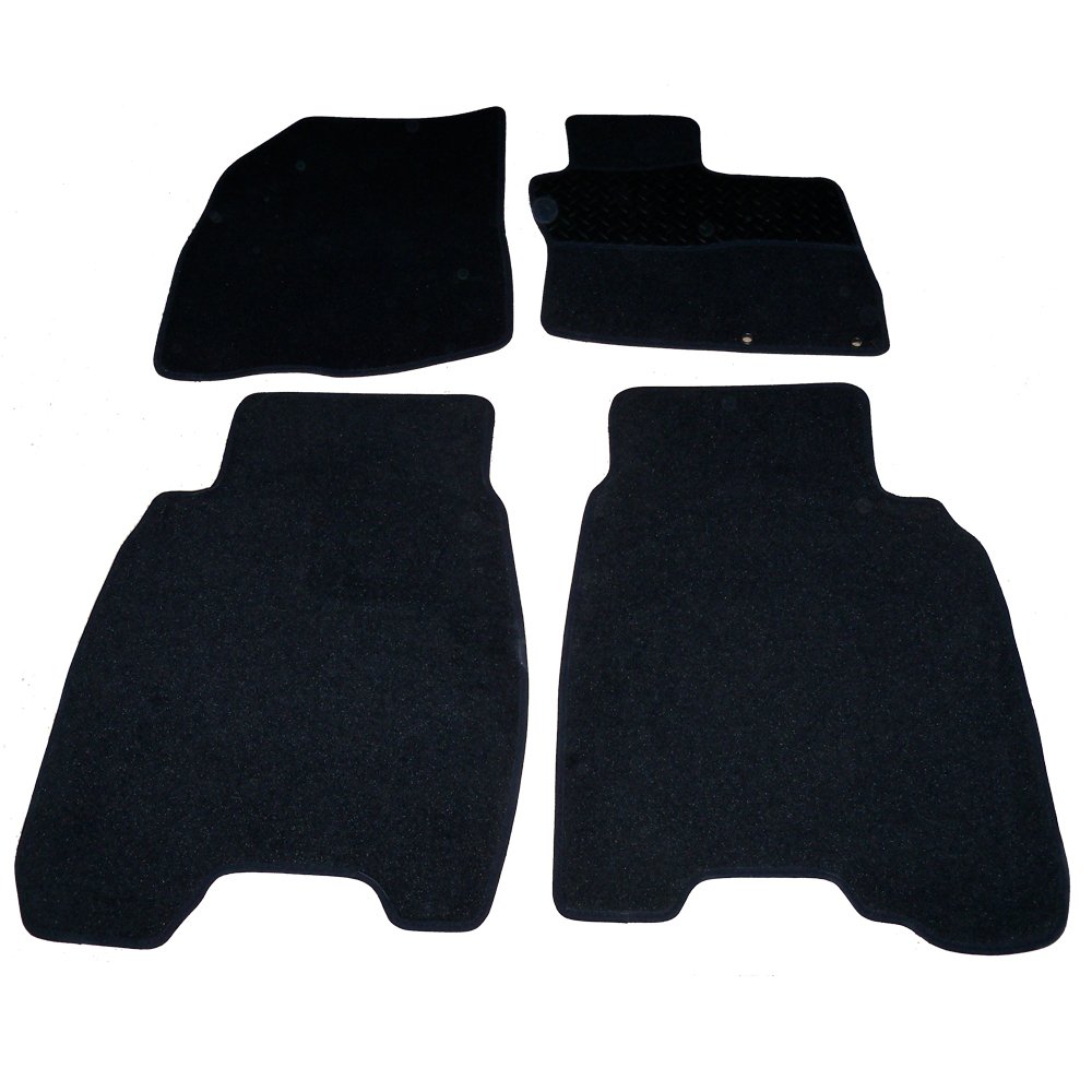 Sakura Mat Set includes Black Carpet with Rubber Heel Pad for Honda Civic 2006-08 5-Door with Fixing Rings