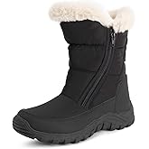 POLAR Womens Memory Foam Twin Zip Opening Pull On Nylon Waterproof Thick Faux Fur Lined Winter Rain Snow Boots