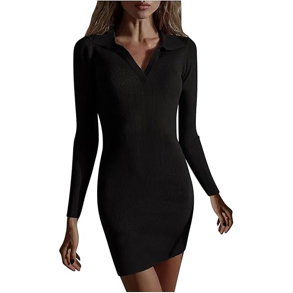 Vestido De Malla Con Cuello En V Manga Larga | Meses Sin Interés