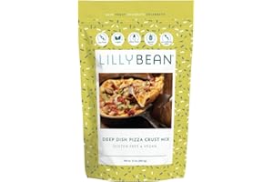 LillyBean Gluten Free Deep Dish Pizza Crust Mix with No Artificial Colors - Dairy and Soy Free, Vegan - Make Hand-Tossed Garlic Knots, Stromboli, Breadsticks, Calzones, Flatbreads, Focaccia - 16oz
