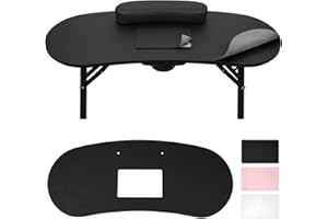 Quaferen Nail Table Protector Nail Mat for Nail Table, Foldable Manicure Nail Table Cover Mat for Nail Tech Salon, Professional Nail Desk Pads (35.4 x 14.6 inch, Black)