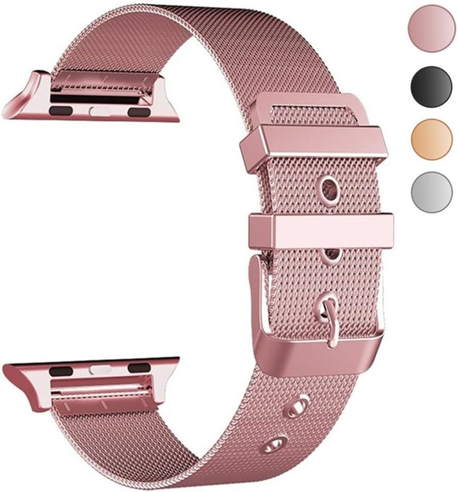 Yolovie Compatible with Apple Watch Band 38mm 40mm Stainless Steel iWatch Bands With Classic Buckle Replacement Strap for Series 4 /3 / 2 / 1 ( Rose Gold Pink )