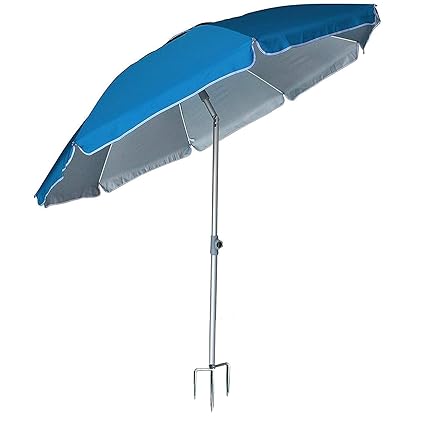 AMMSUN 2018 6.5 ft Outdoor Patio Beach Umbrella Sun Shelter with Tilt Air Vent Inclined, Heat Insulation, Antiultraviolet Function, for Patio, Garden, Fishing, Sports, Outdoor, Camping, Picnic/Blue