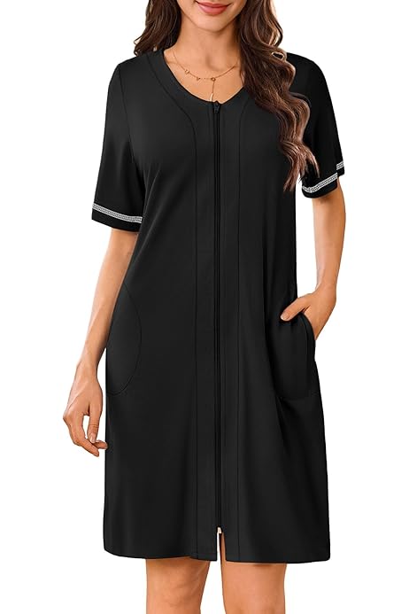 Bata Mujer Verano Bata De Casa Para Mujer Algodón Suave, Manga