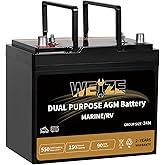 Weize Dual Purpose AGM Battery BCI Group 24M, Starter & Deep Cycle 150RC 550CCA 12V 90AH Sealed Marine & RV Battery