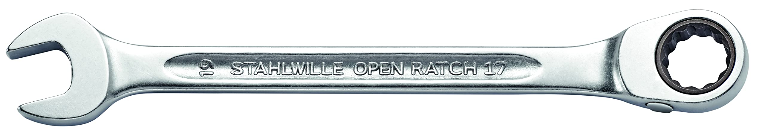 STAHLWILLE No. 17 L Ratchet Combination Spanner Open-Ratch 15 mm Angled Ring Side Extremely Resilient Screw-Friendly