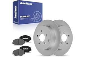 AutoShack Rear Solid Coated Brake Rotors + Ceramic Pads 6-PC Brake Kit Replacement for 2014-2018 Subaru Forester 2012-2023 Su