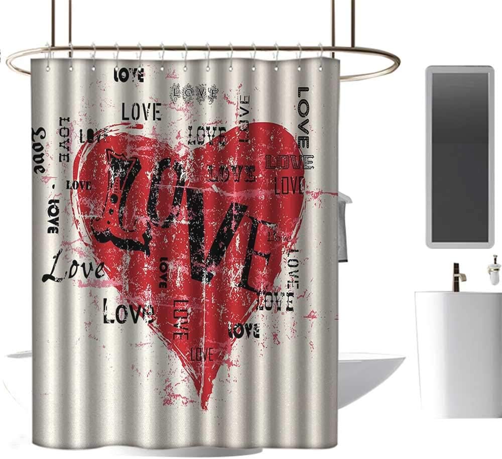 TimBeve Waterproof Shower Curtain Love,Expression of Powerful Emotions Vintage Inspirations Marriage Engagement,Beige Vermilion Black,for Bathroom Showers, Stalls and Bathtubs 54"x78"