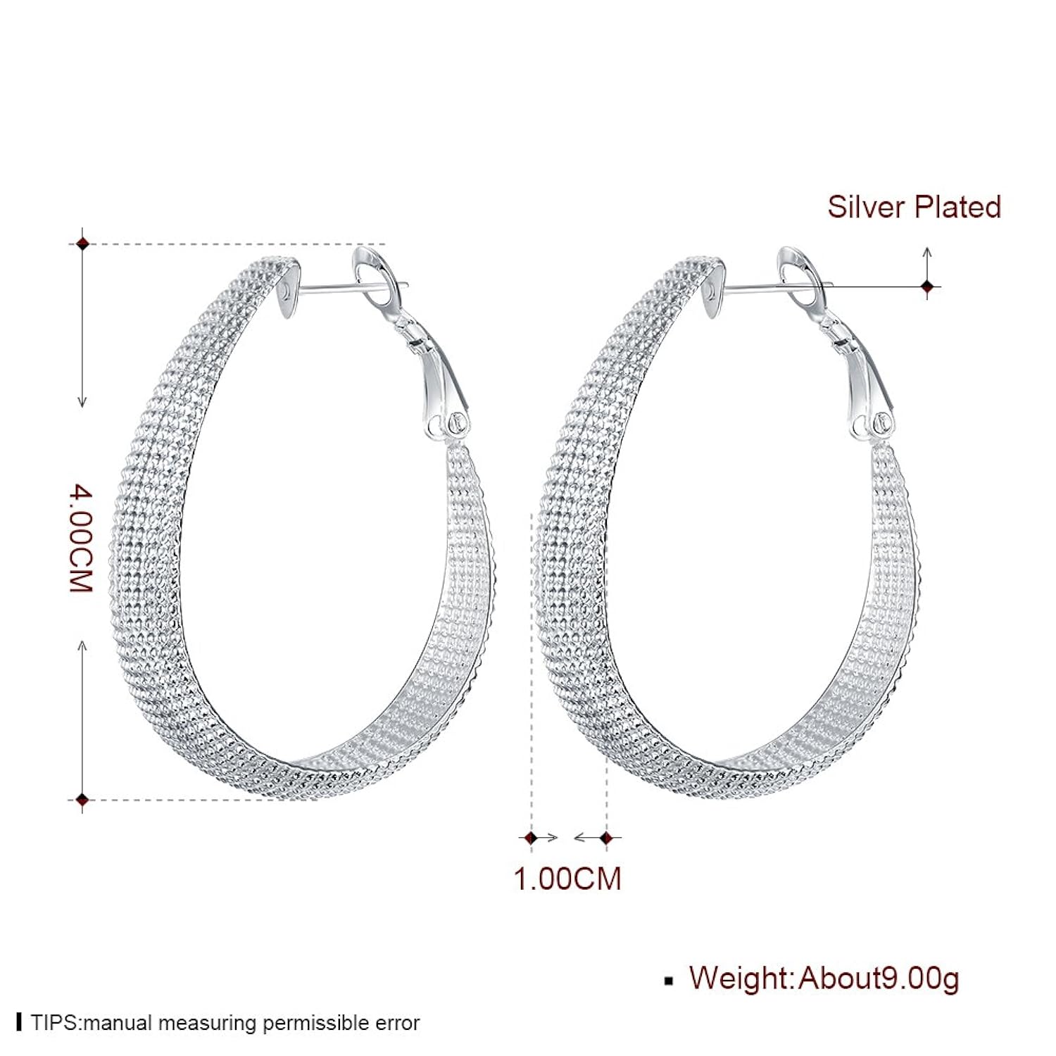 yellow chimes silver sparkling textured hoop earrings for women (silver) (ycfjer-64hoop-sl)