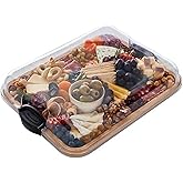 Farberware Build-A-Board Bamboo Cutting Board with Single Storage Compartment, Clear Locking Lid, Black Handles, Perfect for Charcuterie & Snacks