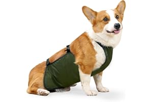UOSIA Waterproof Corgi Raincoat - Lightweight Dog Bellyband & Protector, Breathable, Anti-Dirty Puppy Outfits(Green,S)