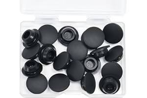 BOPOREAE 25 Pcs 10 mm Silicone Rubber Plugs Snap in Locking Hole Plugs for 10-10.5 mm (3/8"-7/16") Round Holes, Flush Type Rubber Stoppers, Flexible Tube Pipe End Caps Covers, Waterproof Sealing Plugs, Black