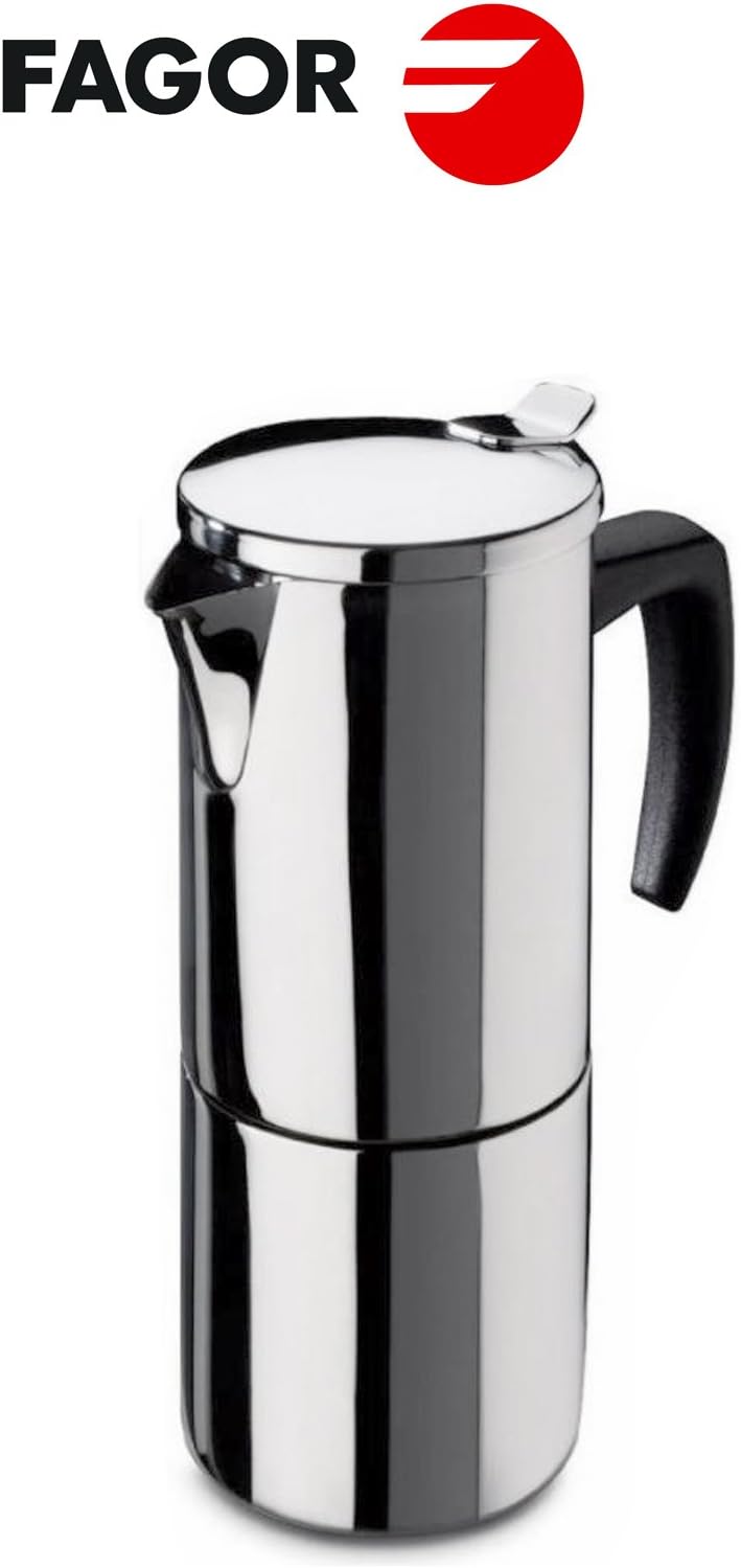 Fagor - Cafetera Inox Etna10, 10 Tazas, 900 Ml, Acero Inox, Asa Soft