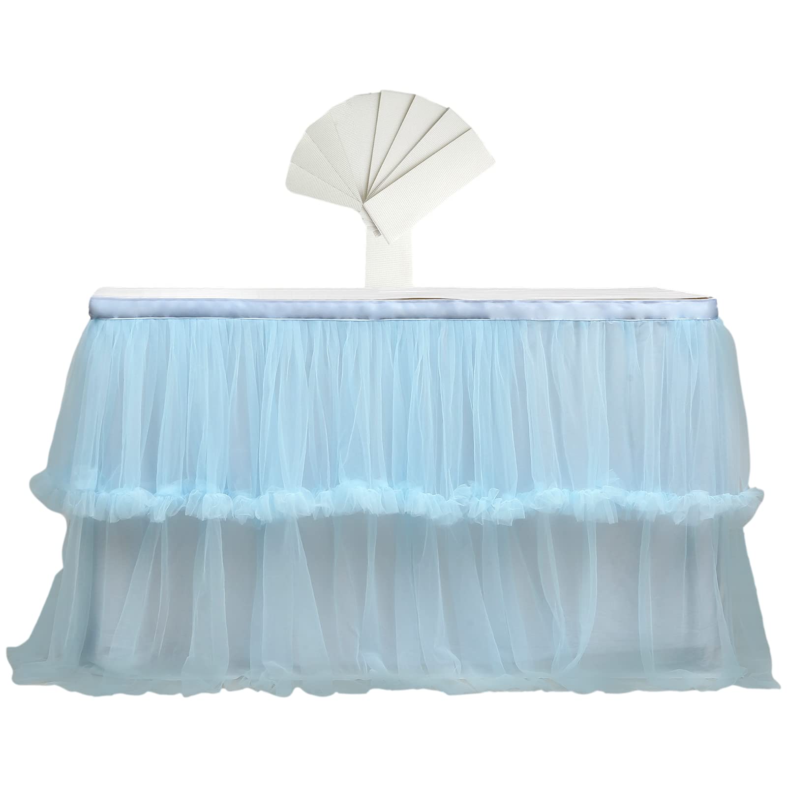 rismart Tulle Tutu Table Skirt Decor Blue 76 H x L 280 cm