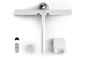 GÜTEWERK Shower Squeegee for Glass Doors and Windows - 11 Inch White Rubber Blade for Cleaning