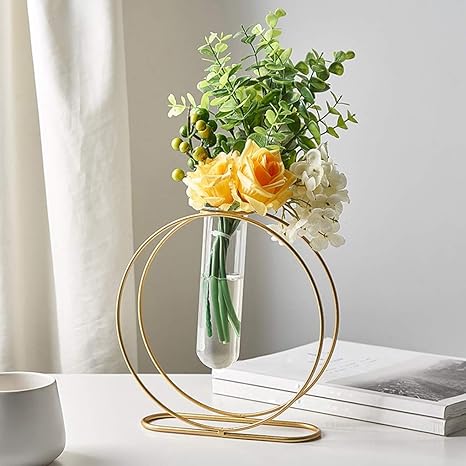 Amazon xx5 5cm 鉄の丸い花瓶 中央装飾テーブル結婚式のオフィスの家の室内装飾のための北欧の透明なガラスの花瓶 ゴールド 花器 インテリアボウル オンライン通販