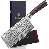 Sunnecko 7 Inch Cleaver Knife, High Carbon Stainless Steel Chinese Cleaver with Wooden Handle,Razor Sharp Meat Cleaver for Home and Kitchen