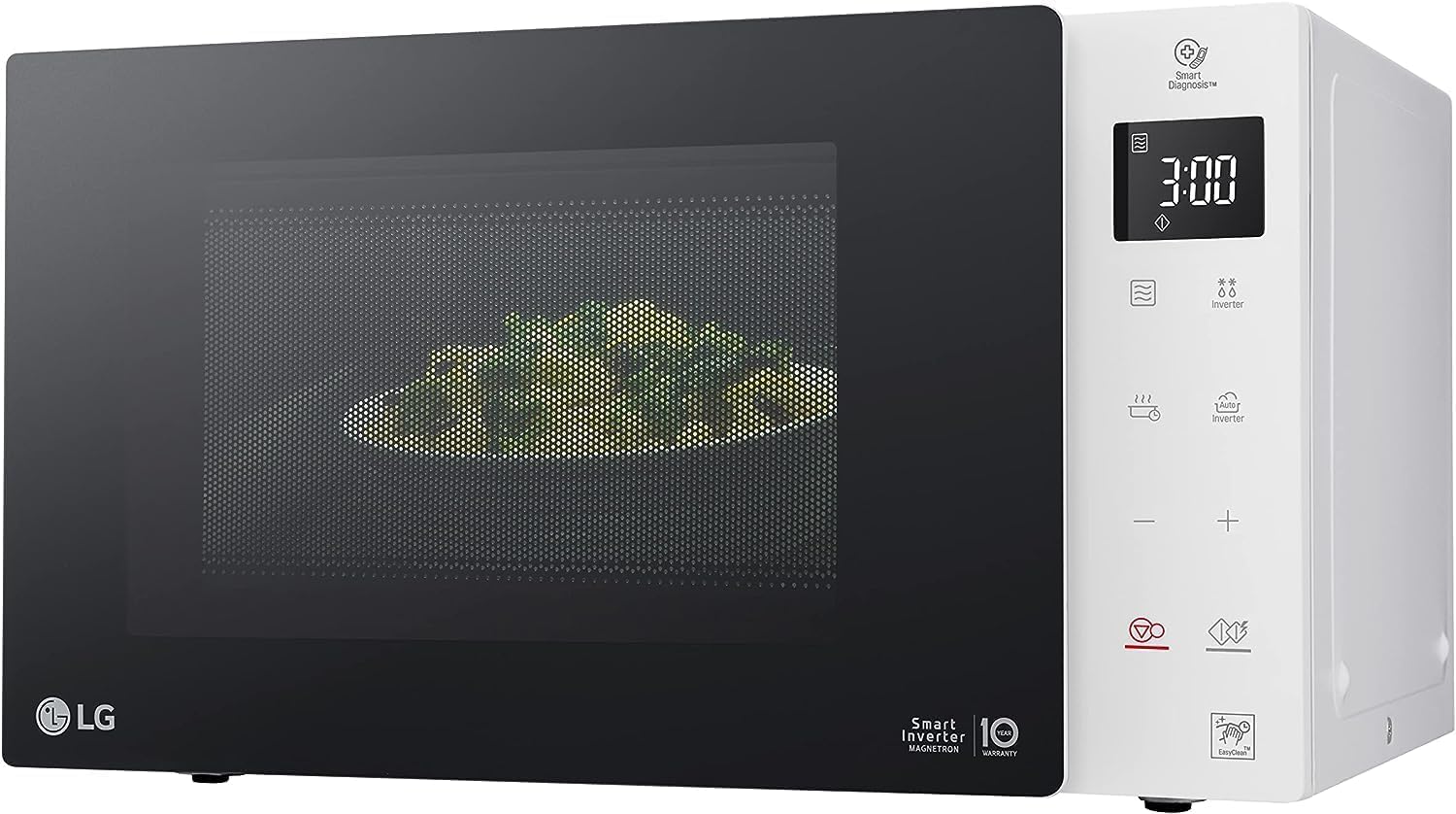 LG MS23NECBW Solo-Mikrowelle (23 L, 1000 W) mit 28 Automatikprogrammen (LED-Display, Smart Inverter Technologie, pflegeleicht), Weiß 4
