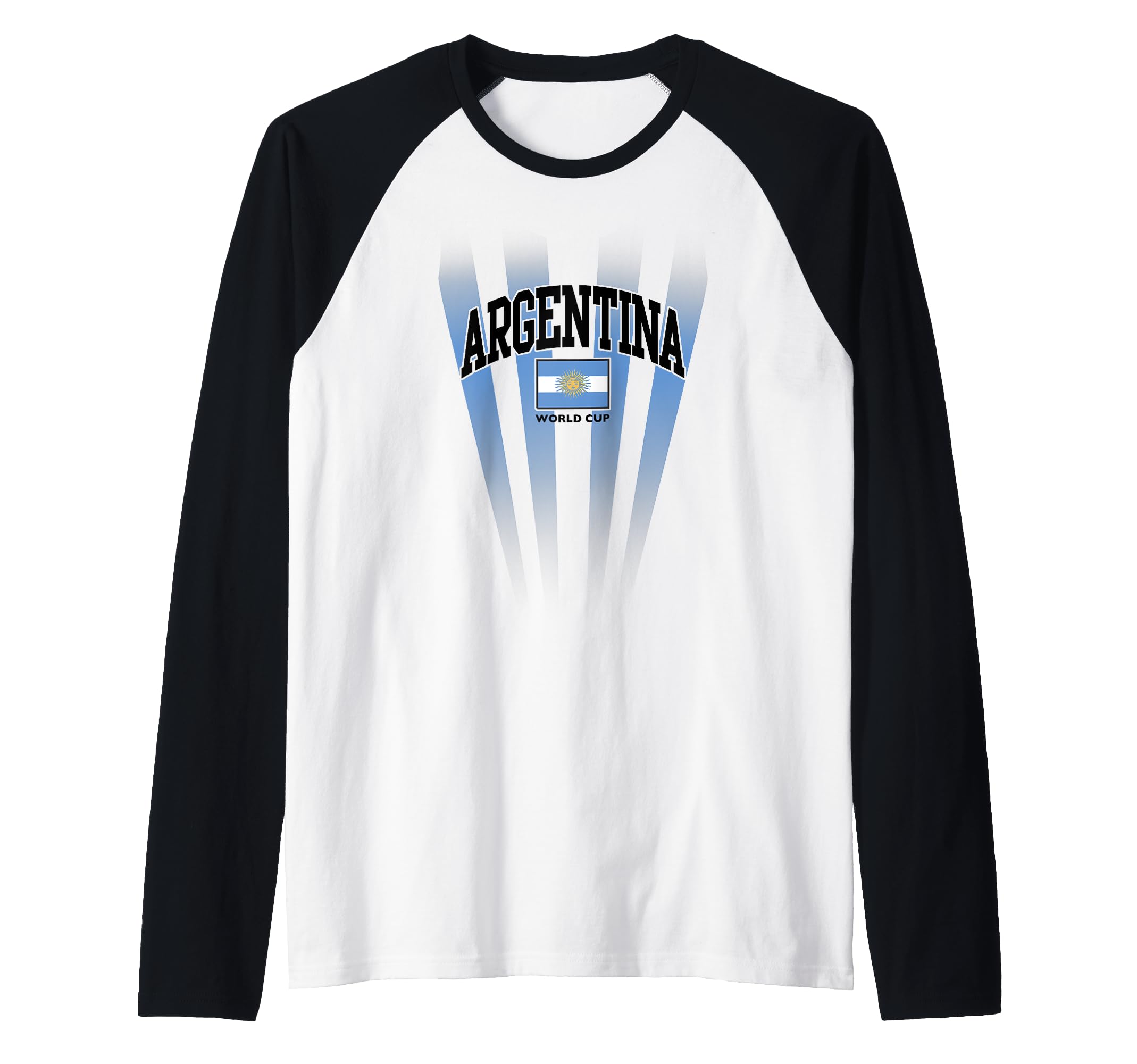 Argentina World Cup Centre Flag Blue White Raglan Baseball Tee