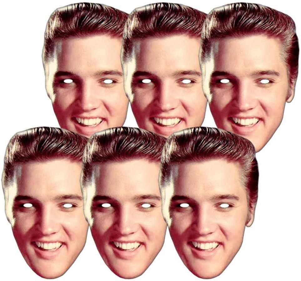 STAR CUTOUTS SMP19 Face Six Pack (SM2) Fun Elvis The King Presley Real Talking Point Masks, One Size, Transparent, Regular - Image 3