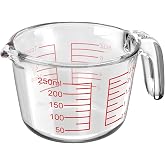 1 Cup Glass Measuring Cups, Clear Borosilicate Glass Liquid Measuring Cup | Kitchen &amp; Baking Microwave Safe One Glass Measuring Cups, 8 OZ/250ML Small Glass Measuring Cup
