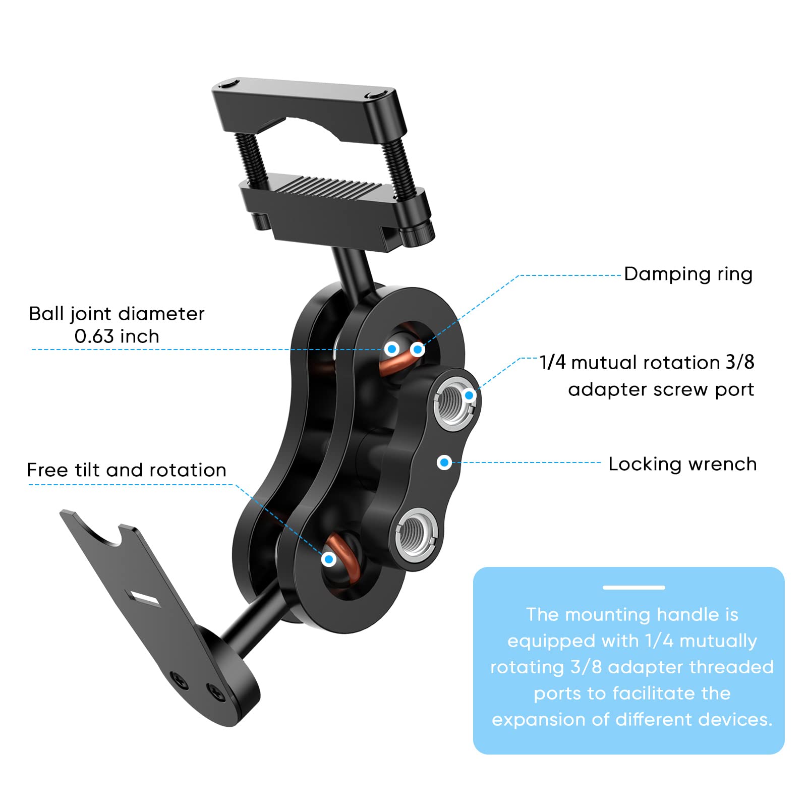 Radar Detector Mount,Aluminum Rearview Mirror Rod Radar Bracket,for Escort / Beltronics Vector / Rocky Mountain Phantom-T Radar