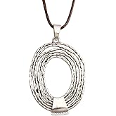 Bjesinmo Leather Necklace for Women Long Boho Pendant Hippie Choker Necklace Bohemian Layered Leather Rope Wooden Jewelry Gifts