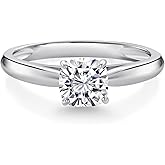Gem Stone King 10K White Gold Lab Grown Diamond Engagement Ring For Women | 0.70 Cttw | Cushion 5MM | Gemstone April Birthstone | DEF Color | VVS-VS Clarity