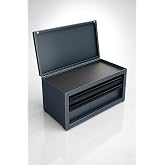 Compact 11" Mini Steel Toolbox with 2 Ball-Bearing Drawers, Open-Top Storage Compartment, 10 lb Capacity, Non-Slip Liners &amp; Magnetic Lock &ndash; Slate Gray &ndash; Compatible with U.S. GENERAL Systems