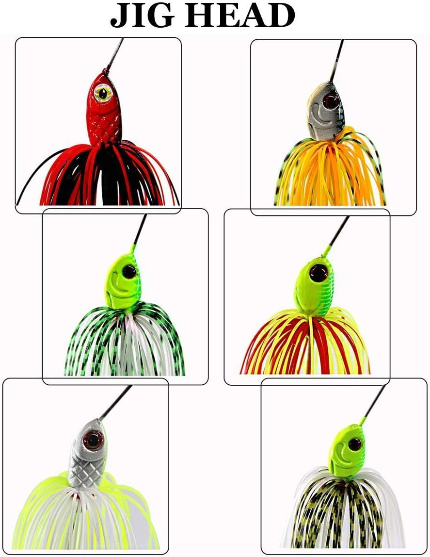 Spinnerbait Fishing Lures Bass Lure Spinner Bait Buzzbait Fishing Lure Hard Metal Spinnerbait Trout Lure Swim Jig for Bass Pike Salmon Freshwater Saltwater Fishing 6/12pcs : Sports & Outdoors