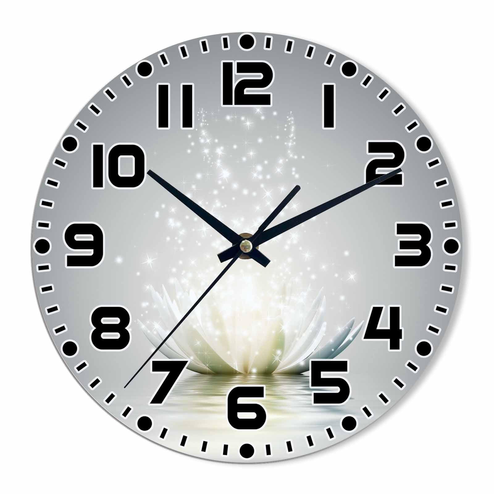 Photo 1 of NOMEDOGYIM Lotus Flower Wall Clock 10 inch Round Silent Non Ticking Wood Wall Clocks Battery Operated Easy to Read Decorative Wall Clock for Bedroom Kitchen Living Room Bathroom