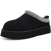 KIDMI Genuine Suede Platform Slippers for Women Fuzzy Winter Warm Shoes Indoor Outdoor