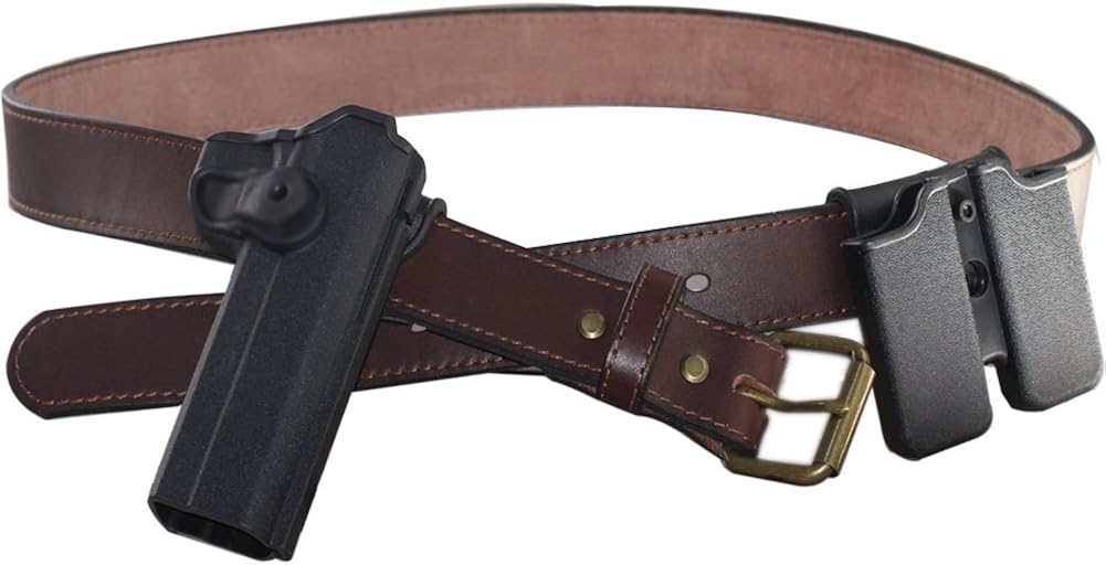 Kmioc Concealed Carry CCW Leather Gun Belt 1 1/2 inch 100% Full Grain Thick Leather Belt for Gun Carry : Clothing