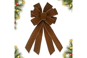CHMOART Christmas Wreath Bow 20 x 11 Inches Large Christmas Bows Brownish Red Velvet Bow Winter Farmhouse Bow Xmas Tree Topper Ornament Bow for Home Front Door Decorations