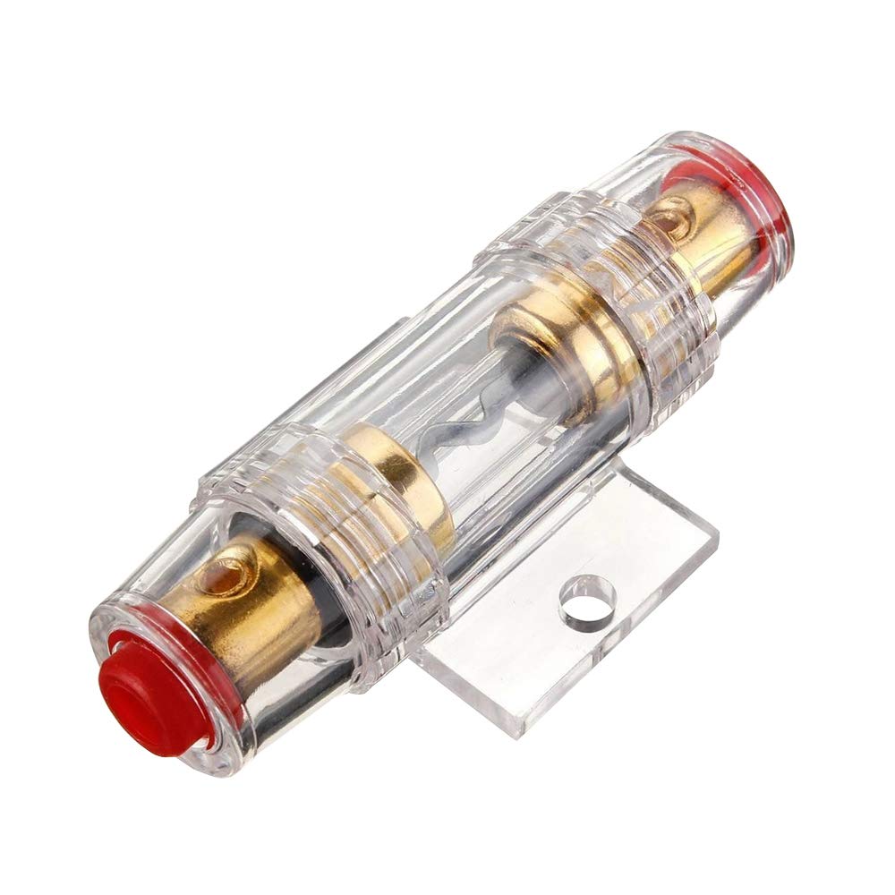 Mintice™ Car Vehicle Video Audio Gold In-line 4 or 8 Gauge AGU Fuse Holder AWG Wire Glass Socket Plug