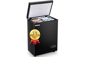 DEMULLER Chest Freezer Small Deep Freezer with Removable Basket, Compact Freezer with Digital Control Panel Temperature Ranges From -12℉ to 50℉, Mini Freezer for Homes Garages Basements Black