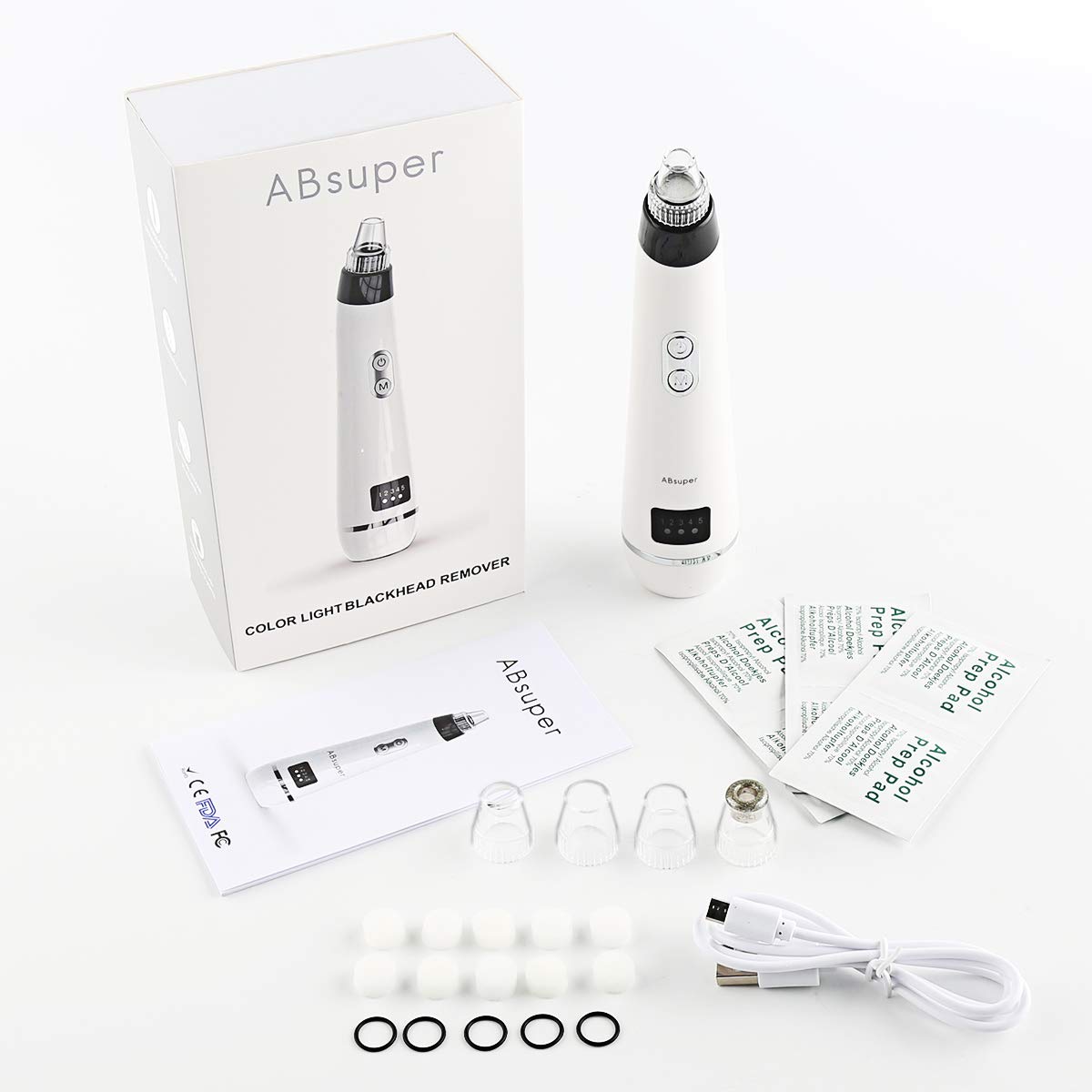 Blackhead Remover Pore Vacuum, Rechargeable Electric Facial Acne Cleaner Tool & 5 Probes Microcrystalline & Facial Massage Rolling Head for Eye Nose Face Skin Acne Comedone Extractor