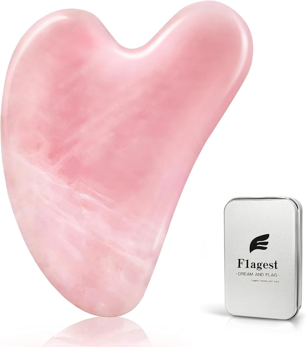 Flagest Rose Quartz Facial Massage Tool Heart Shape