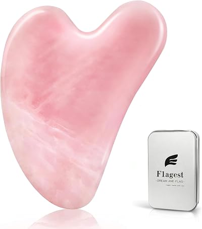 Flagest Rose Quartz Facial Massage Tool Heart Shape