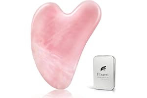 Gua Sha Rose Quartz Massage Tool, Facial Tool for Scraping and SPA Acupuncture Therapy, Heart Shape Trigger Point Treatment o