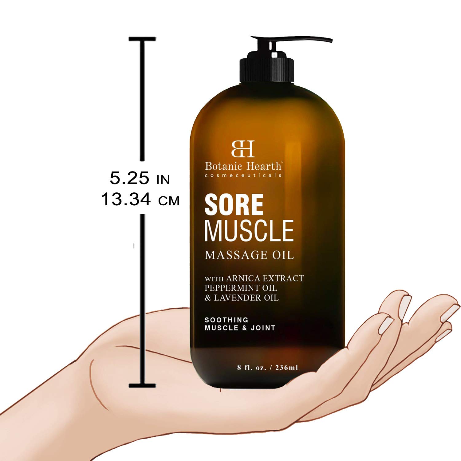 BOTANIC HEARTH Sore Muscle Massage Oil - with Arnica Montana Extract and Essential Oils - Warming and Relaxing - Soothes Tired Sore Muscles and Joint Pain, 8 fl oz : Beauty