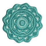Jessica Simpson Medallion Bath Rug, Aqua Sea/Light Aqua Sea/ White