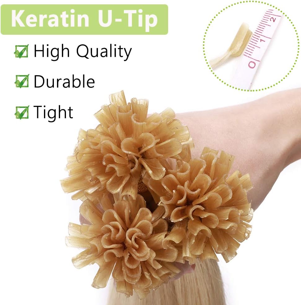 Silk-co U Tip Pre Bonded Hair Extensions Strands Keratin Nail Tip Straight Human Hair Extensions U tip Real Remy Hair 100 Strands Keratin Nail Til 24" #60 Platinum Blonde-100g - Image 3