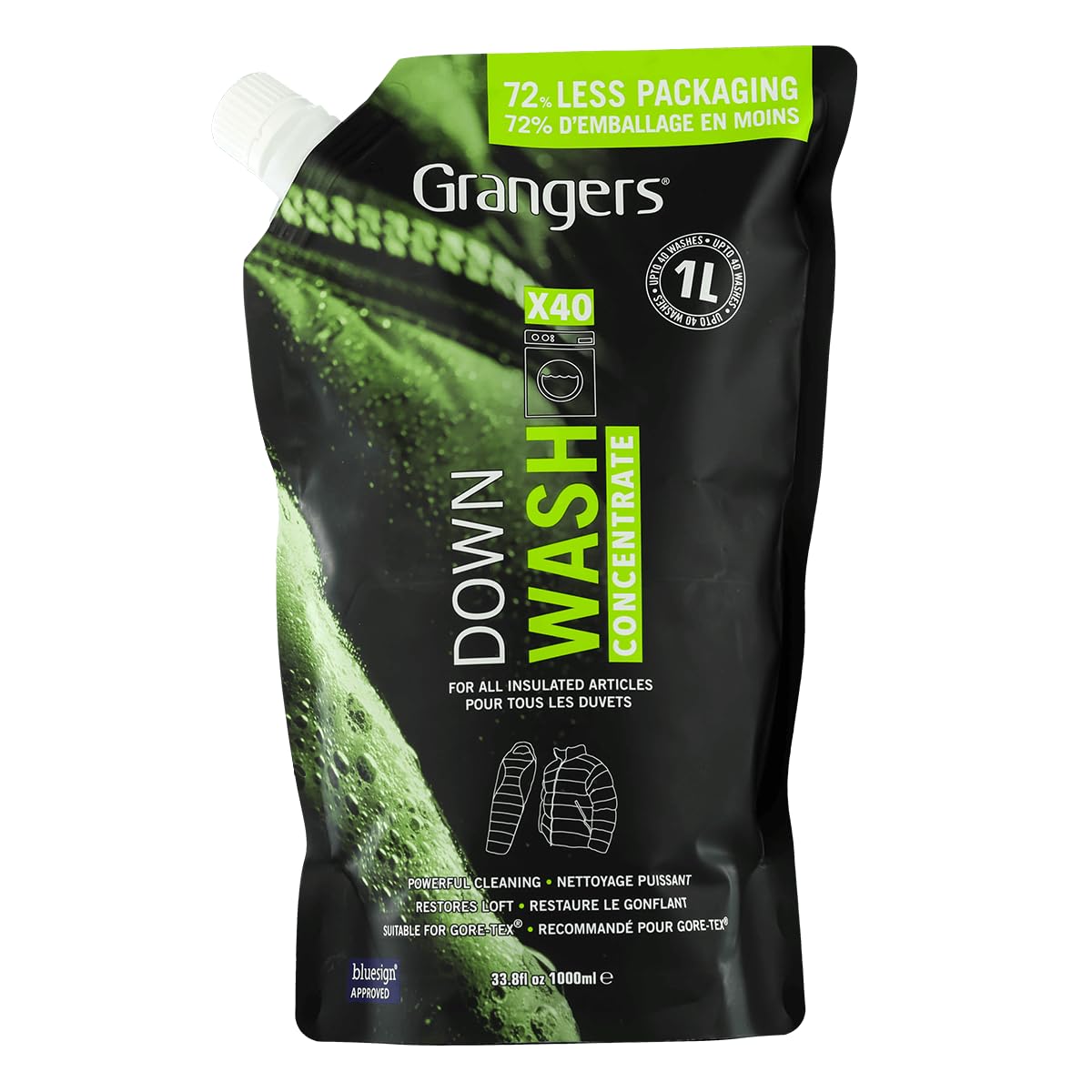 Grangers Down Wash | Eco Pouch | 1 Litre | Cleans, Refreshes and Restores the Loft and Appearance of All Down and Synthetic Down