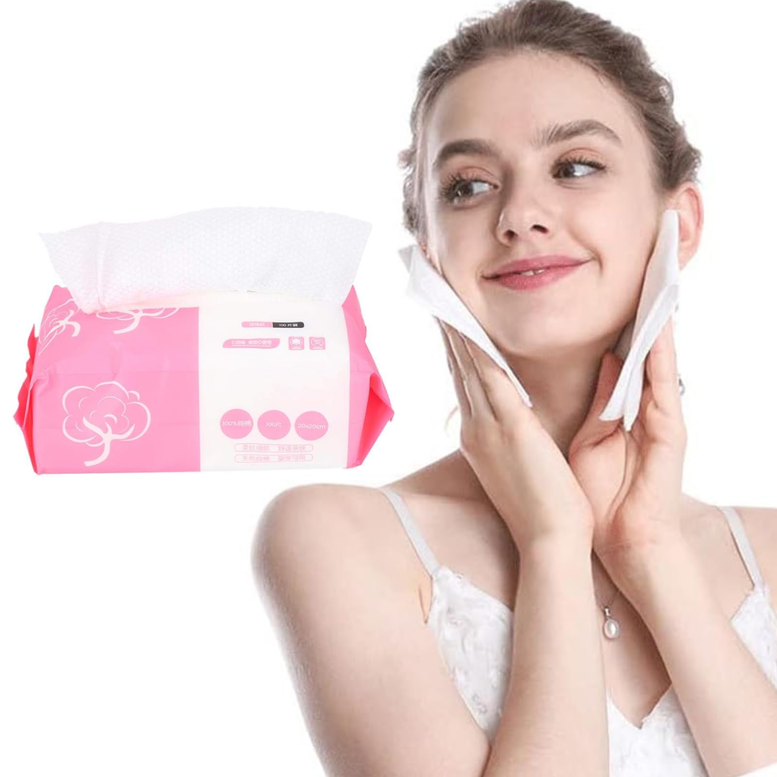 Makeup Removal Pads 100 Pcs Soft Facial Cleansing Tissues Cotton Pads For Women Girls Disposable Gentle Skin Cleaning Cloth