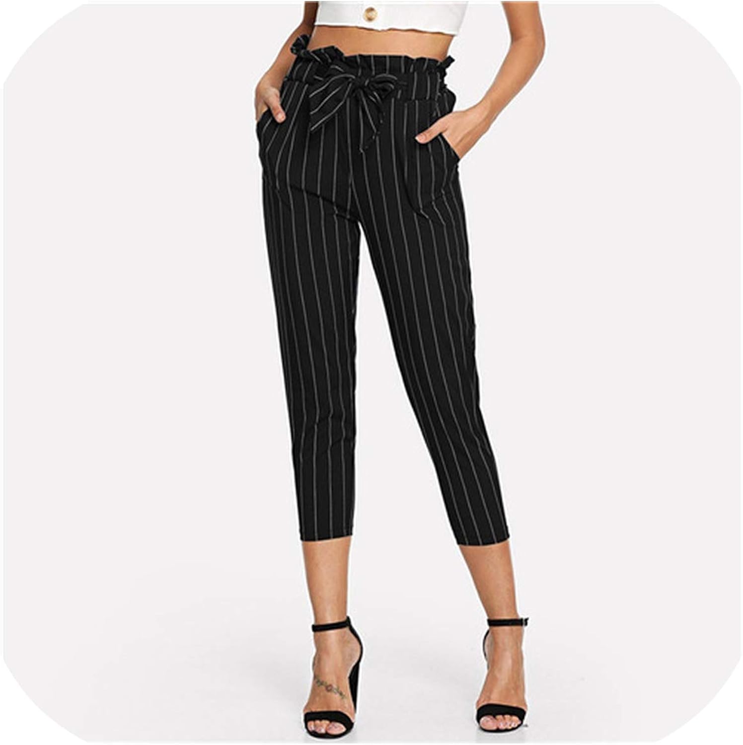 Womens black cropped trousers Clearance